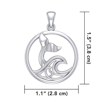 Sterling Silver Round Whale Tail Pendant with Celtic Wave TPD5187 - Jewelry